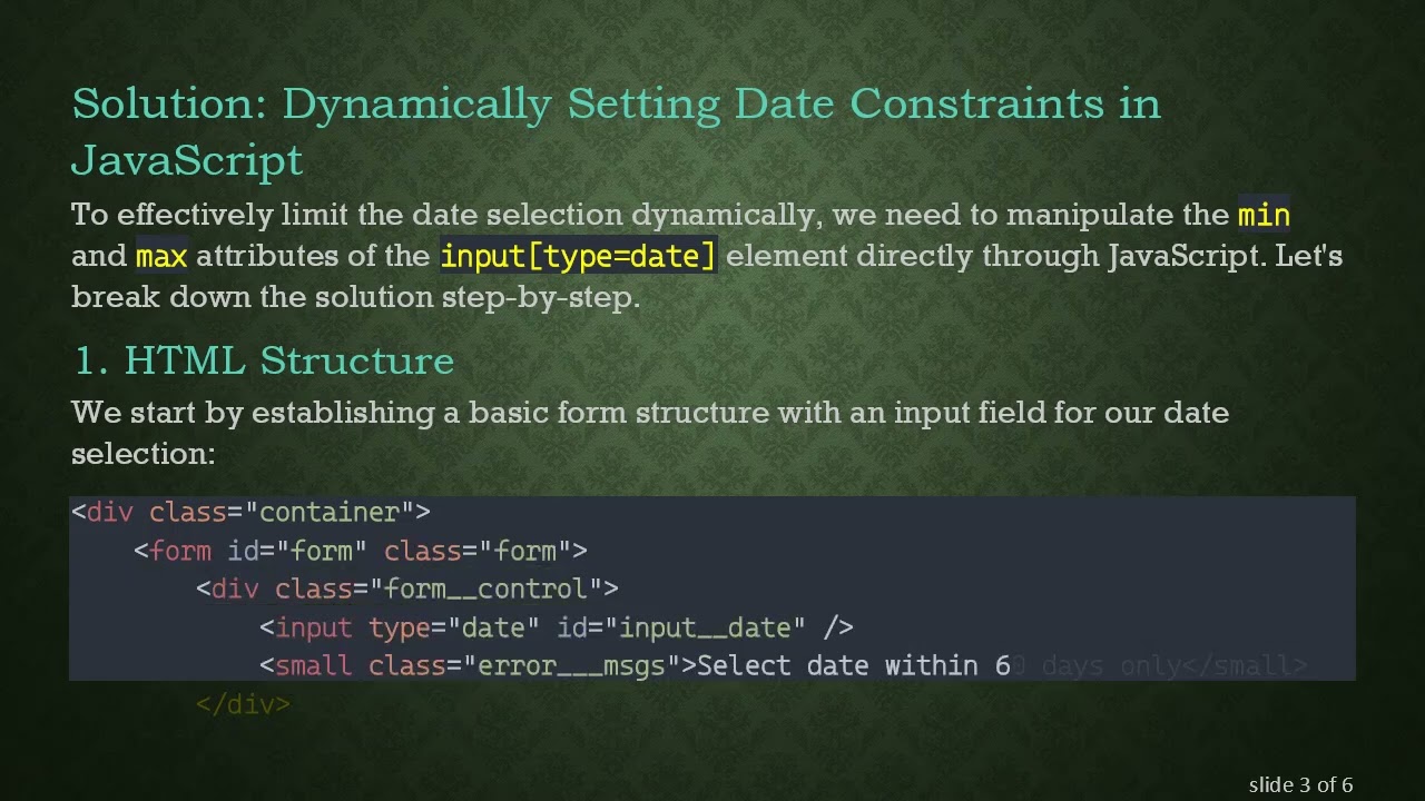 Dynamically Limit Date Range Selection in JavaScript with a date range picker