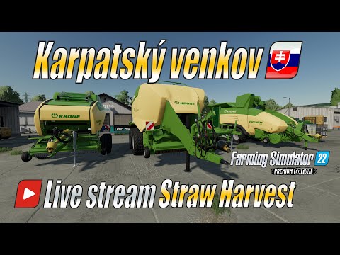 , title : '💎 Straw harvest pack! - Live stream na mapě Karpatský venkov - Farming Simulator 22 (4K)'