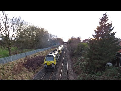 Freightliner Class 66 No's. 66607 + 66516 + Class 70 No. 70008 on 0K98 on 28.12.19 - HD