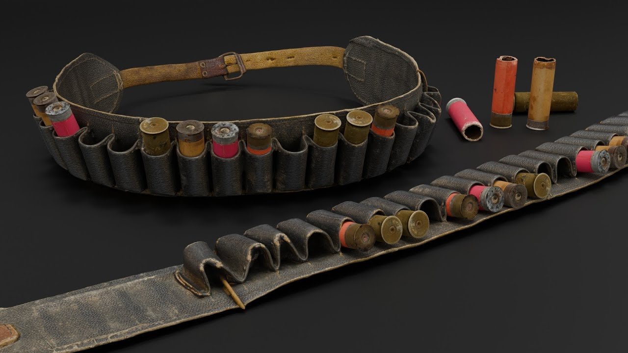 Old Hunting Cartridge Belt 3D Model