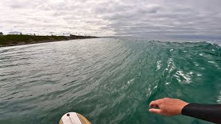 Surfing Cardiff, CA on a Gerry Lopez Soft Top