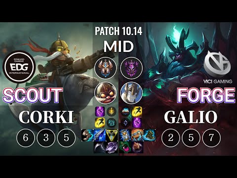 EDG Scout Corki vs VG Forge Galio Mid - KR Patch 10.14