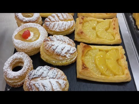 Folhado tipo Francês - Produção Tartes de frutas, Delícias, Maravilhas, cornucópias, Argolas e parras