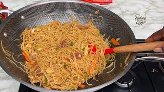 HOW TO MAKE SPAGHETTI STIR-FRY THE GHANAIAN WAY | EASY & DELICIOUS RECIPE | QUICK DINNER IDEA 