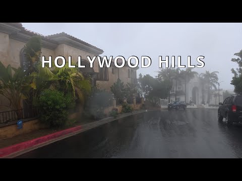 Driving in Rain Hollywood Hills, Mount Olympus, Los Angeles, CA