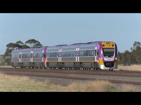 V/Line trains trackside at Corio - Victorian Transport