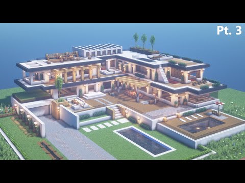Minecraft: Modern Mega Mansion Tutorial Pt. 3 | Architecture Build (#11)