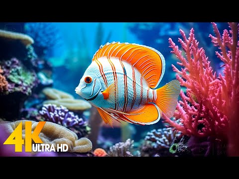 Aquarium 4K VIDEO (ULTRA HD) ???? Beautiful Coral Reef Fish - Relaxing Sleep Meditation Music #90