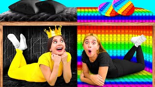 Secret Rooms Under The Bed | Rich VS Broke Crazy Challenge by BaRaDa