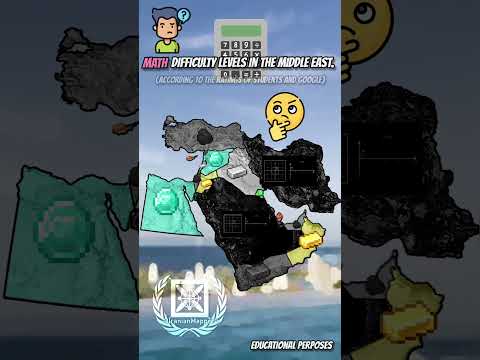 Math Difficulty Levels in the Middle East #middleeast #countryballs #map #math #war #europe #mapper