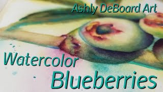 preview picture of video 'Watercolor Painting Tutorial / How to paint Blueberries'