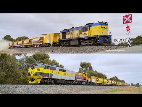 7M23V SSR / ARTC Push-Pull Ballast Train 4532 4911 GM27 At Inverleigh (14/11/2023)- PoathTV Railways
