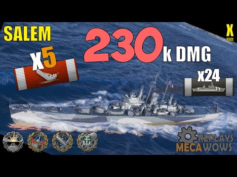 24 citadels with Salem 5 Kills & 230k Damage  | World of Warships Gameplay
