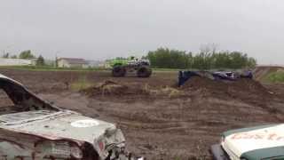preview picture of video 'Blown Income Monster Truck Debut Run at Provost Kinsmen Splash and Smash 2013'