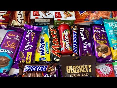 Original skittles , huge snickers bar, mentos and many more chocolates// Satisfying watch ASMR