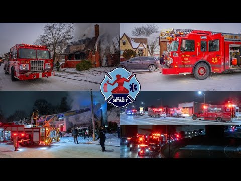 ⁴ᴷ Detroit, MI - Fire Truck Responses, Box Alarms & Injury Accidents - 01/24/2026