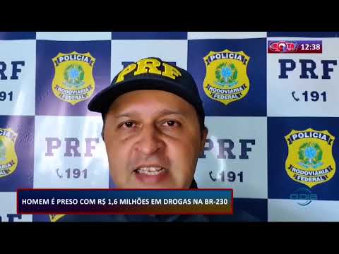 Homem eÌ preso com R$ 1,6 milhoÌƒes em drogas na BR-230  15 09 20