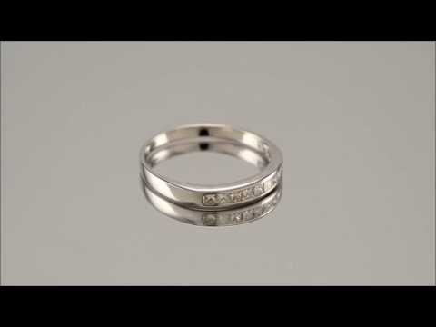 18ct White Gold 1/3ct Princess Cut Diamond Half Eternity Ring - D0731