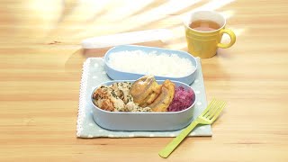 【3分クッキング公式】ハーブチキン弁当（ハーブ塩麹チキン／椎茸のチーズピカタ／紫キャベツのコールスロー）