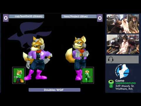 Mass Madness 34 SSBM - Project/Yasu (Blue) vs. cupofwater/bonfire10 (Green) - Melee Doubles WQF