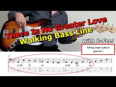 "There Is No Greater Love" Walking Bass Line 🎵 Bass Guitar Lesson 🎸