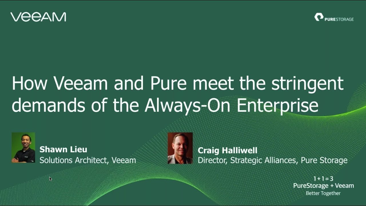 Pure Storage Snapshot Integration With Veeam Webinar