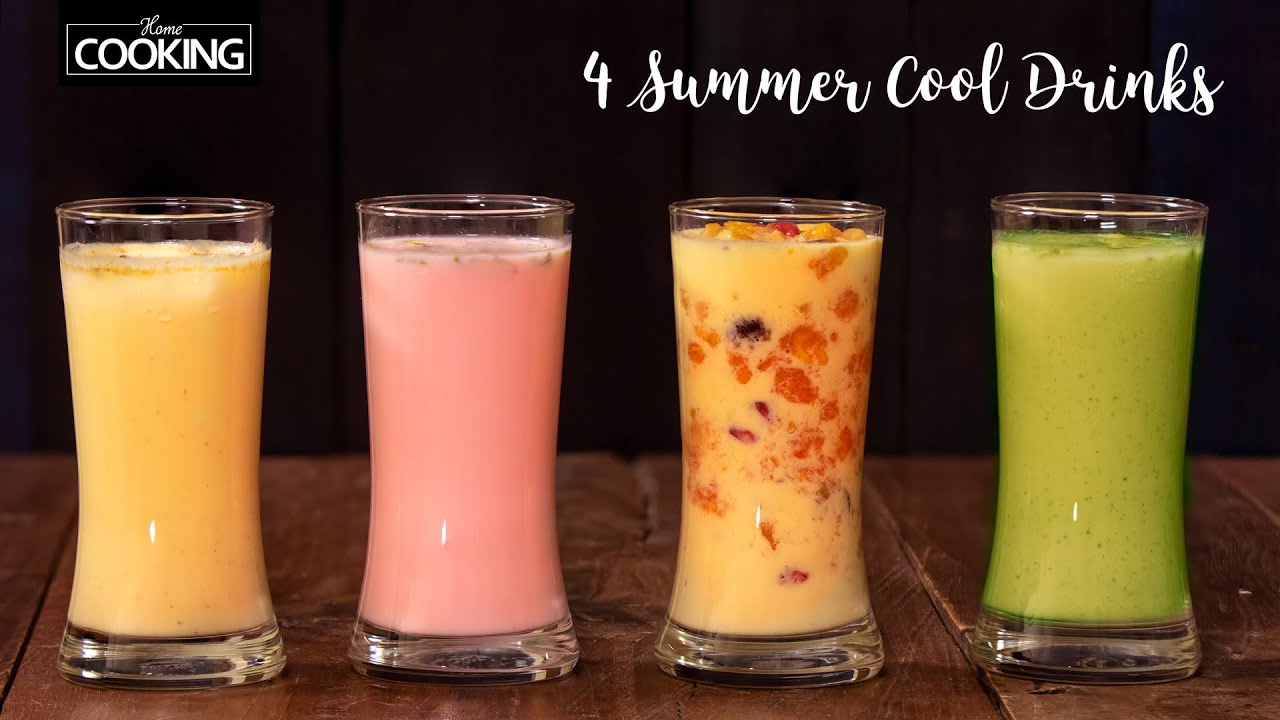 4 Refreshing Summer Drinks | Pista Milk | Badam Milk | Fruit Mixer | Rose Milk @HomeCookingShow