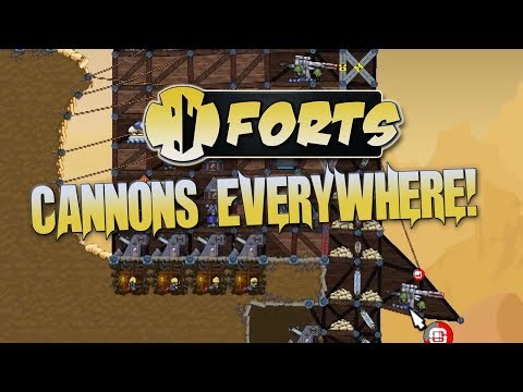 Forts Multiplayer 4v4 Gameplay Cannons, Many Cannons