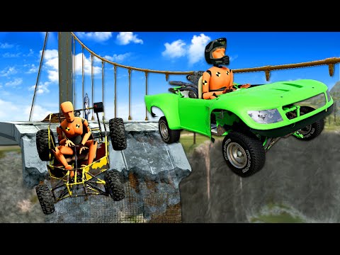WEIRD CARS JUMP A BROKEN BRIDGE! (BeamNG)