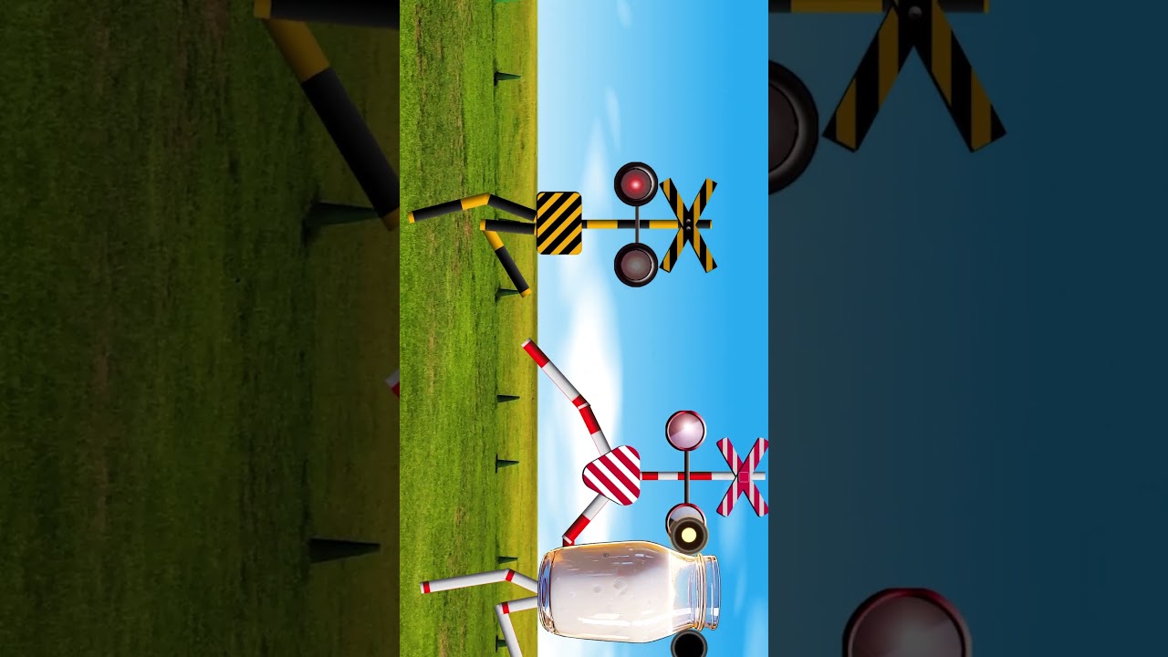 おもいがけず次々に現れるキャラクターの濃い踏切たちがジャンプで大行進2 / 4K / Parade of Railroad Crossings #Shorts