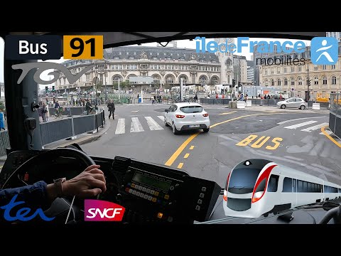 The iconic 91 bus line from North Railway Station to Montparnasse Station TGV