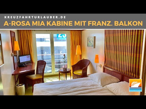 A-ROSA MIA: Cabin with French balcony 232 - Detailed tour