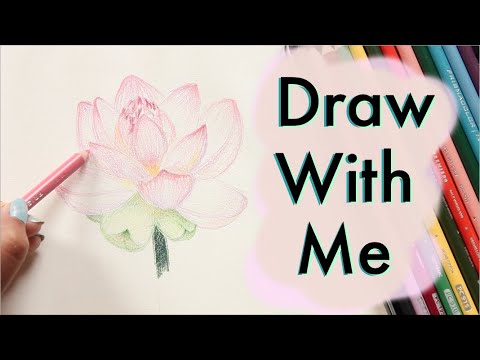 Draw With Me: Lotus Flower Using Colored Pencils || Grishma