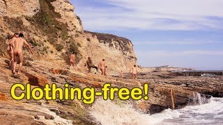 Prowling Panther Beach - nudist group explores oceanside rock formations