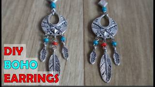 Ethnic Coral and Turquoise Earrings Tutorial for Beginners, Easy DIY Bohemian Handmade Jewelry