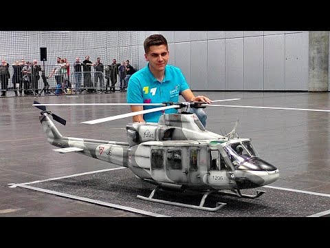 AMAZING DETAIL WOW !!! BIG RC BELL-412 VARIO SCALE 1:4 MODEL HELICOPTER INDOOR FLIGHT DEMONSTRATION