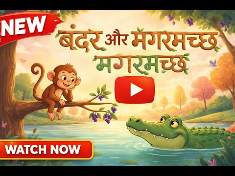 Bandar aur Magarmach ki Kahani | kids cartoon story | hindi story | Panchatantra Ki Kahaniyan
