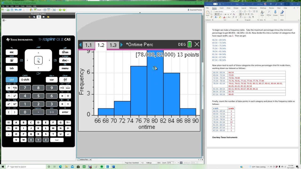 Making histograms with Microsoft Excel and the ti nspire cx cas calculator module 3
