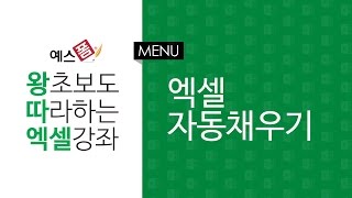 [예스폼 엑셀강좌] 왕따엑셀 메뉴 / 18. 자동채우기
