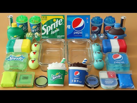 Mixing”Sprite VS Pepsi” Eyeshadow and Makeup,parts,glitter Into Slime!Satisfying Slime Video!★ASMR★