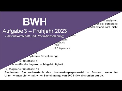 BWH Industriemeister (IHK) Aufgabe 3 - Frühjahr 2023