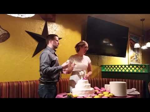 Max & Kylee Cook Wedding Day Cutting Their Cake