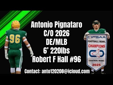 Antonio Pignataro: 2025 Fall Tier 1 High School Highlight Tape C/O 2026 DE/MLB
