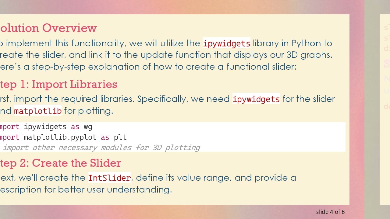 Designing a Slider Widget in Python for Interactive 3D Graphs