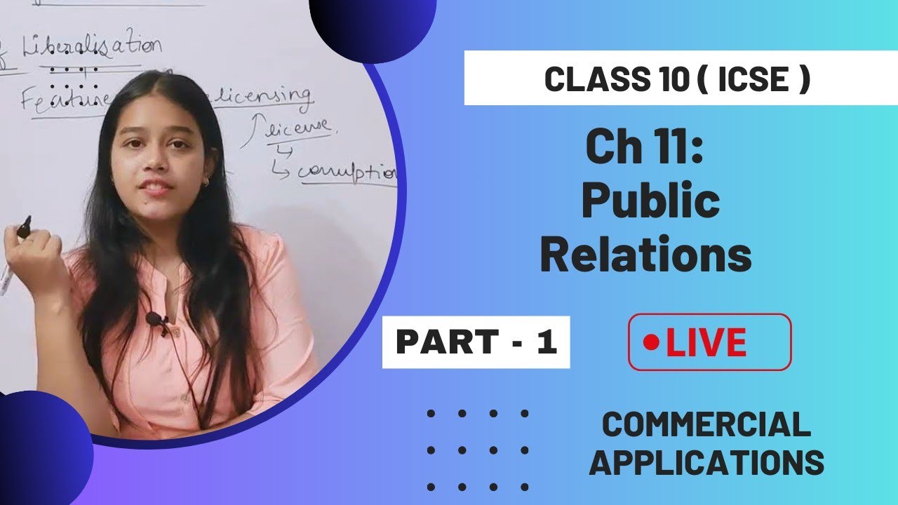Ch 11: Public Relations -  Part - 1 ( CLASS 10) ICSE - Commercial Applications