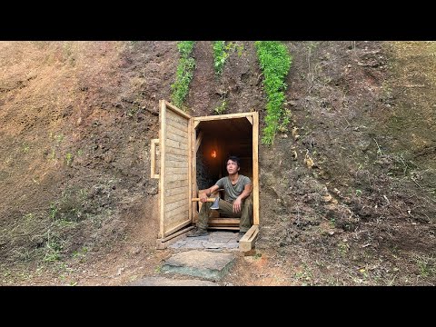 Dig to Build Complete & Warm Survival Shelter | Fish Trap, Catch and Cook