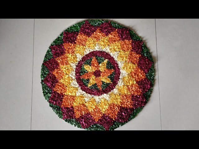 Creative atta pookalam with paper by craft heart