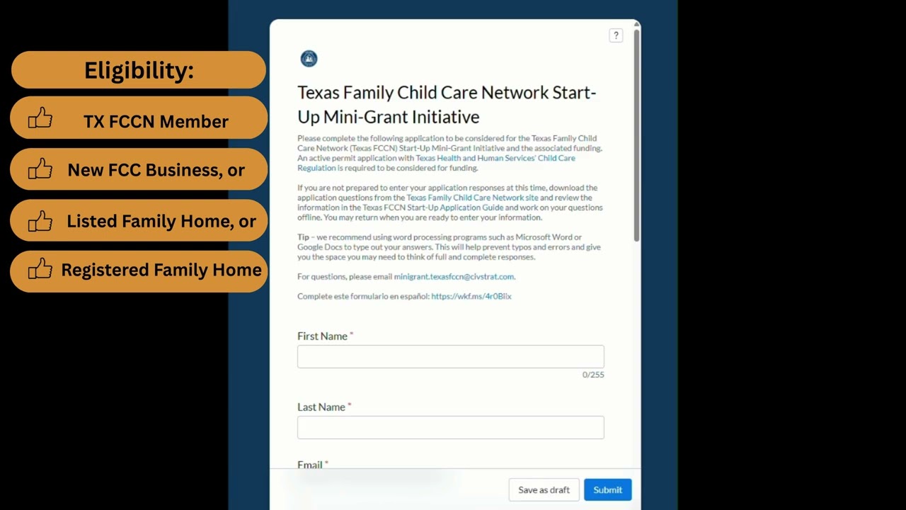 Texas FCCN Mini-Grant Application - Instructional Video (English)
