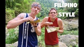 FINN SNOW EATING FILIPINO FOOD WITH HANDS (Dangerous Mindanao Waterfall Adventure)