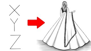 How to draw girl backside drawing | girl wearing lehanga drawing | girl drawing | drawing